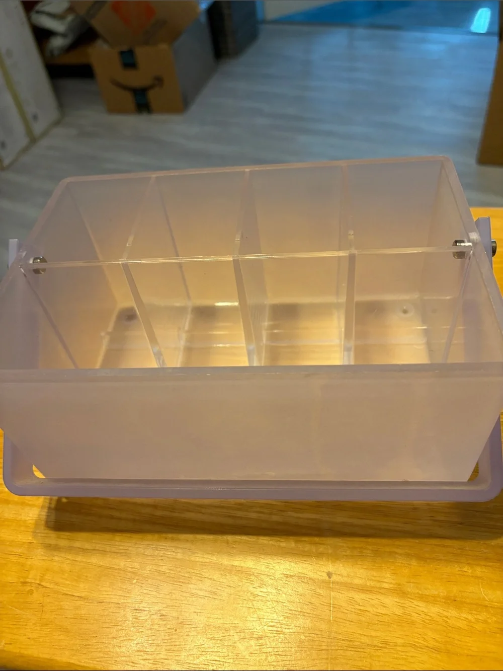 Clear Acrylic 4-Compartment Storage Organizer and light lavender